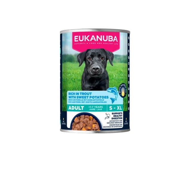 EUK WET, Adult Dogs, Trout W/Sweet Potatoes 400g. (X)