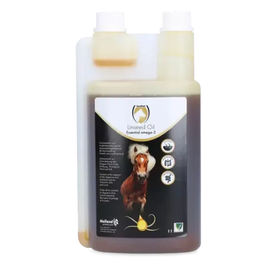 Excellent Horse Linfrøolje 1 L – Kaldpresset Omega-3 for Hud, Pels og Fordøyelse