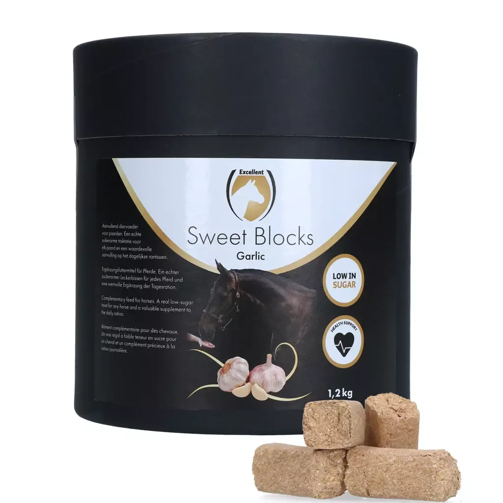 Excellent Horse Sweet Blocks 1,2 kg – Hvitløksgodbiter med Lavt Sukker