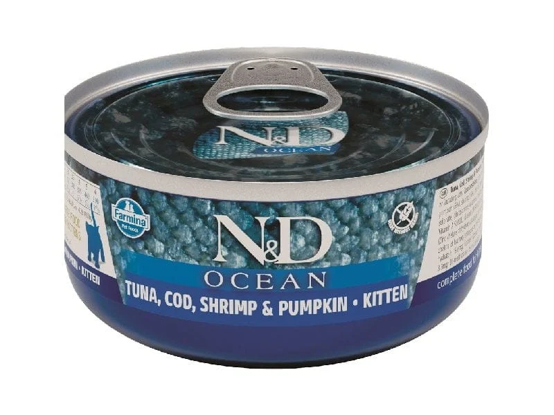 Farmina N&D Cat Ocean Tuna, Cod, Shrimp & Pumpkin Kitten 70g