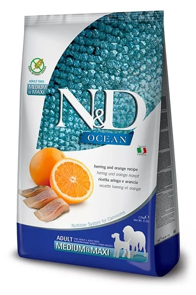 Farmina N&D Dog Ocean Herring & Orange Adult Medium & Maxi 12kg