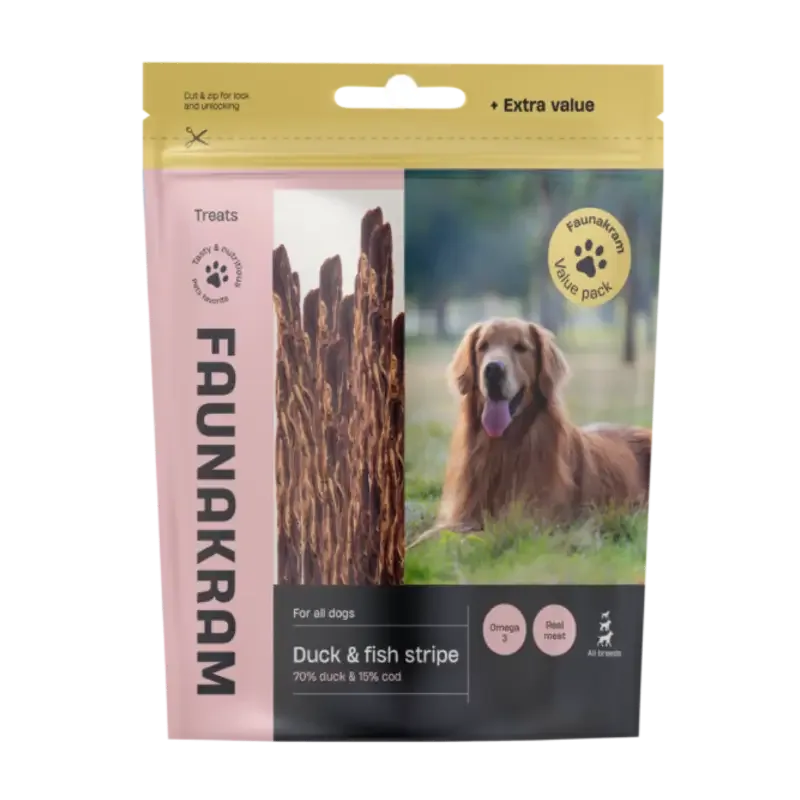 Faunakram – Snack Valuepack – And & Fiskestrimler, 450g