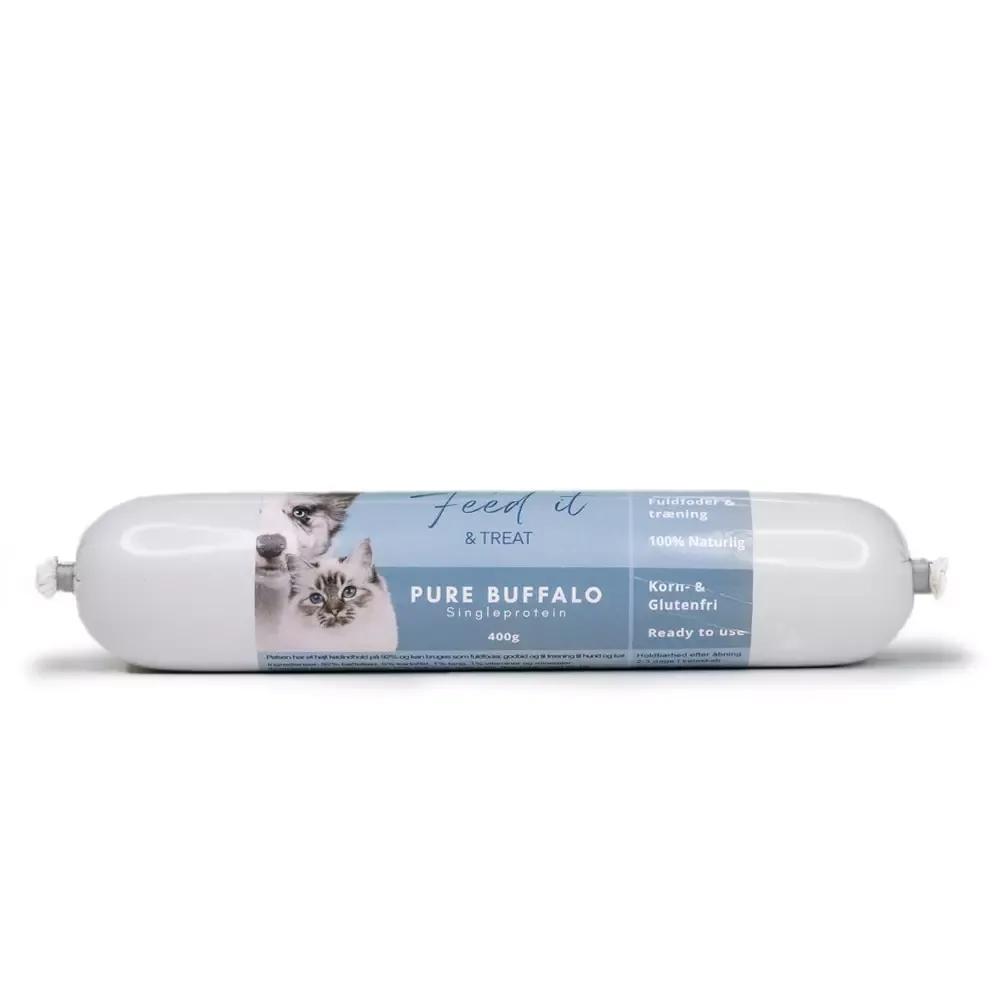 Feed’it & Treat Pure Bøffel (400g) – Magert Fullfôr & Treningspølse