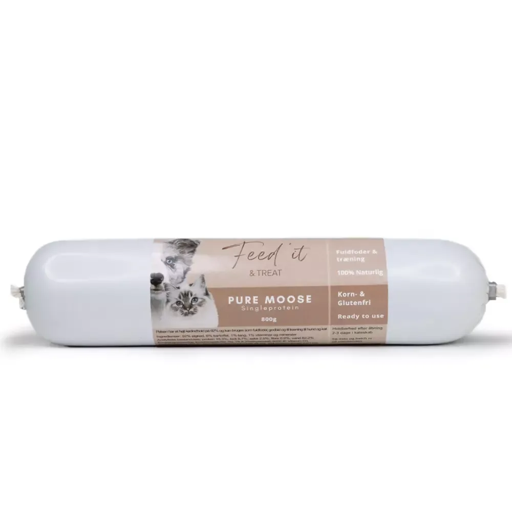 Feed’it & Treat Pure Elg (800g) – Stort Viltkjøtt Fullfôr/Treningspølse
