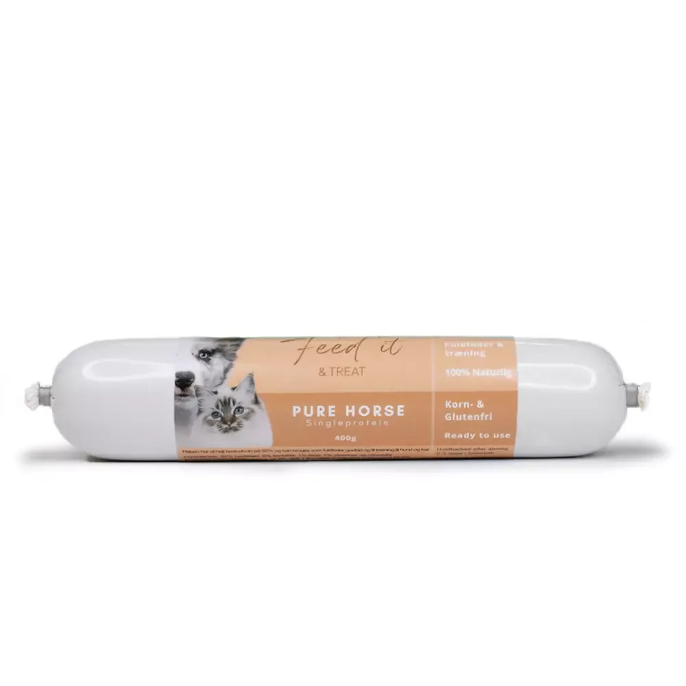 Feed’it & Treat Pure Hest (400g) – Hypoallergen Treningspølse (Hund/Katt)