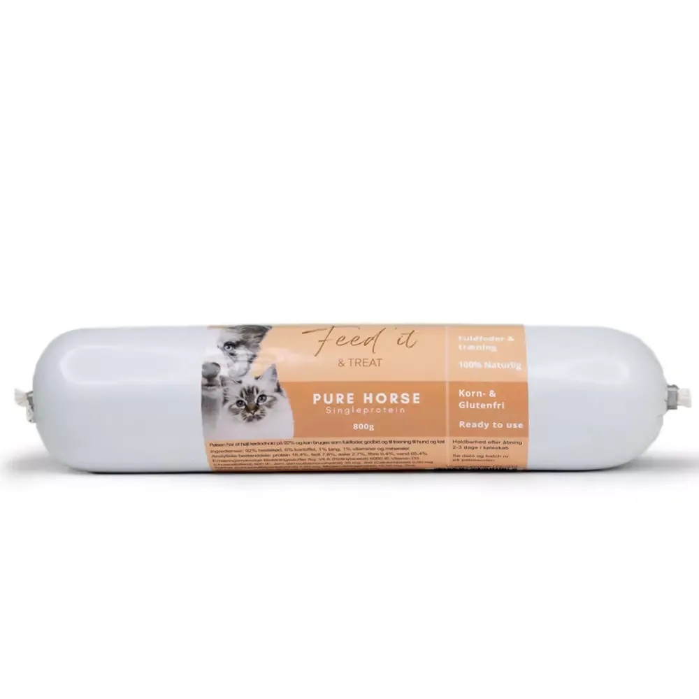 Feed’it & Treat Pure Hest (800g) – Stort Hypoallergen Fôr/Treningspølse