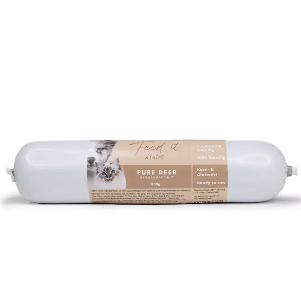 Feed’it & Treat Pure Hjort (800g) – Stor Viltkjøtt Fôr/Treningspølse