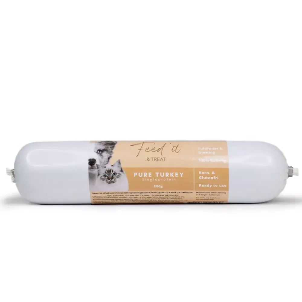 Feed’it & Treat Pure Kalkun (800g) – Stor Magert Fôr/Treningspølse