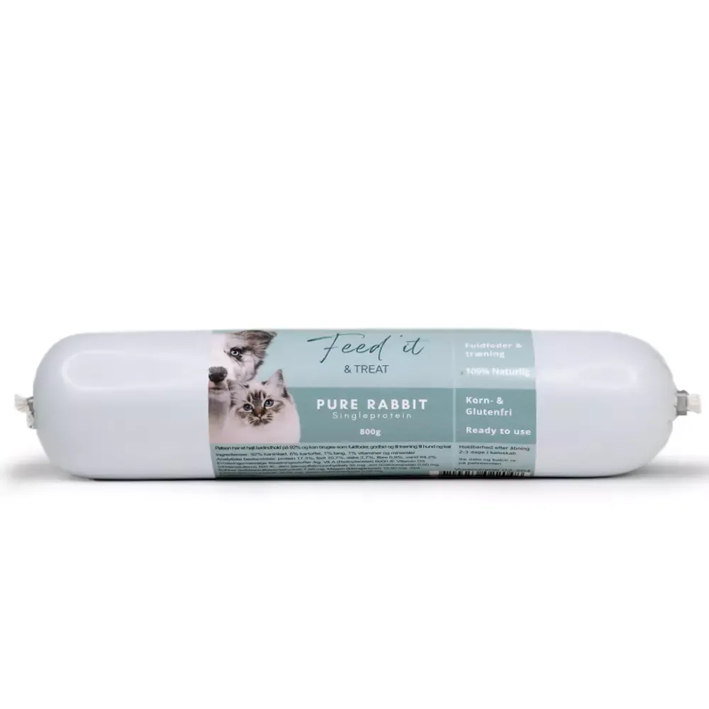 Feed’it & Treat Pure Kanin (800g) – Stort Hypoallergen Fôr/Treningspølse