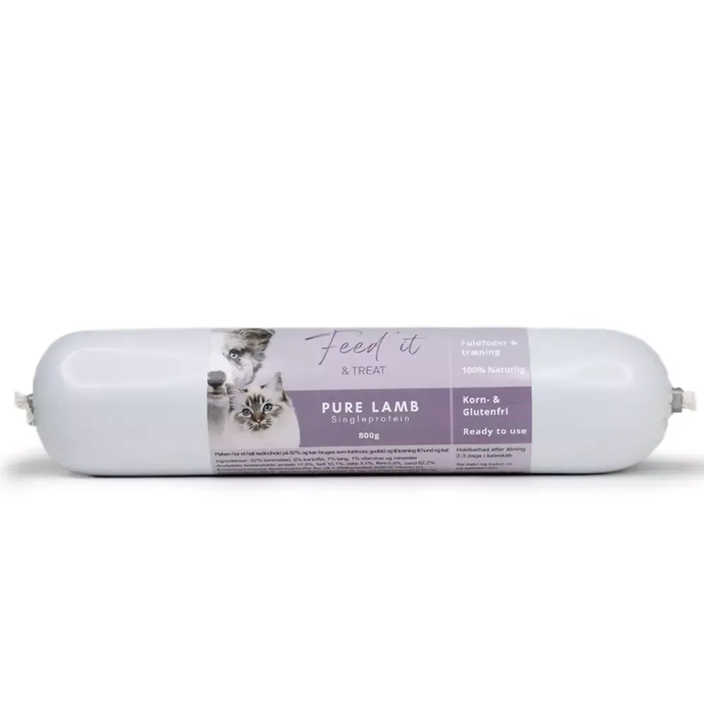 Feed’it & Treat Pure Lam (800g) – Stort Hypoallergen Fôr/Treningspølse