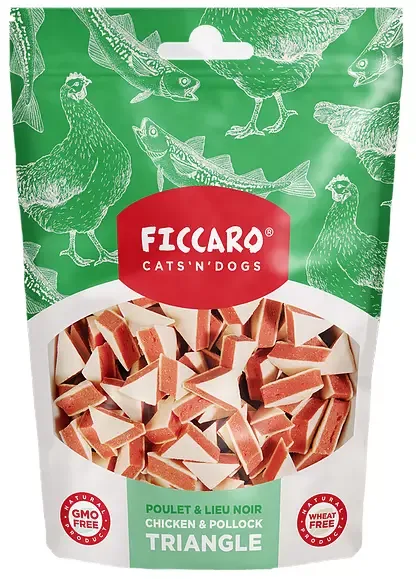 FICCARO – Kylling & Alaska torsk Triangle 100g (10)