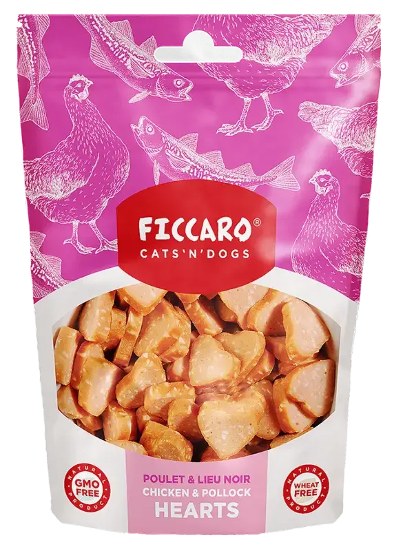 Ficcaro – Kylling- og pollokhjertestykker, 100g