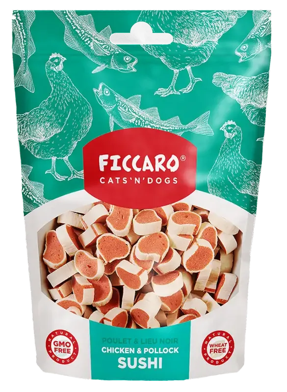 Ficcaro – Kylling & pollock sushi, 100g