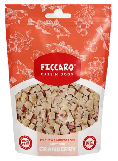 Ficcaro – Myk torsk med tranebær, 100g