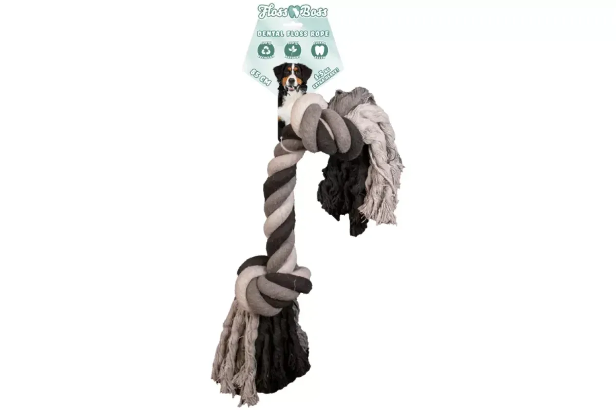 Floss Toss Dental Rope 85 cm – Slitesterkt tauleketøy for drakamp og tannpleie