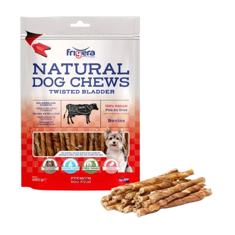 Frigera – Naturlige hundegodbiter Okseblære, 250g
