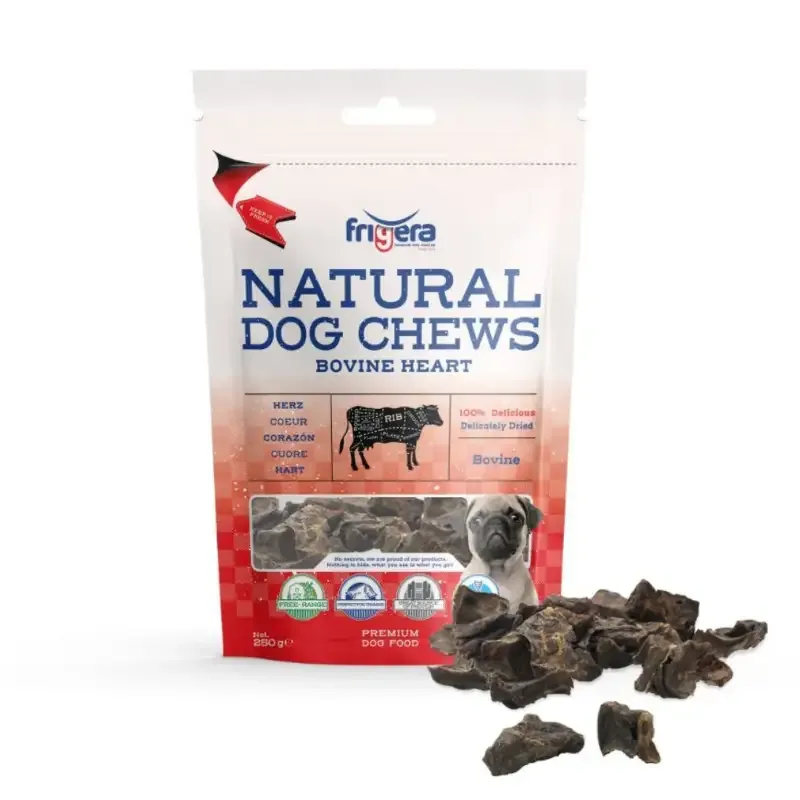 Frigera – Naturlige Hundelekser Oksehjerter, 250g