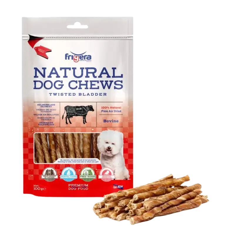 Frigera – Naturlige tyggepinner av okseblære, 100 g