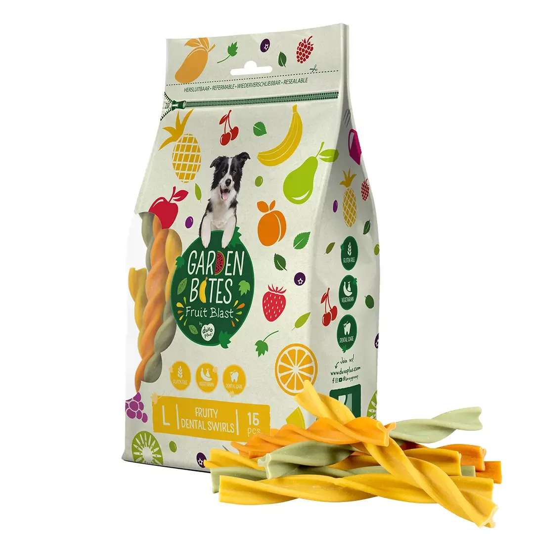 Garden Bites Fruity Dental Swirls Large 16Cm 15Stk/270G
