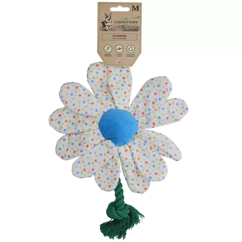 Garden Paws Flower Sky Flowers M – Robust plysjleke med gjennomgående tau
