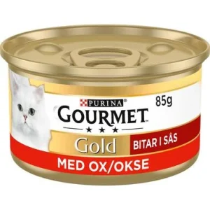 Gold Biter i saus Oksekj酶tt V氓tf么r for katt 85g