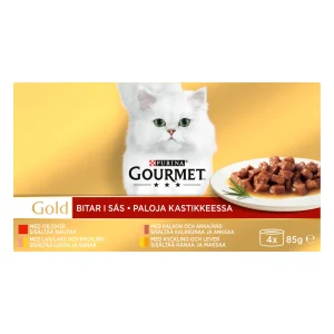 Gold Biter i saus V氓tf么r for katt 4x85g