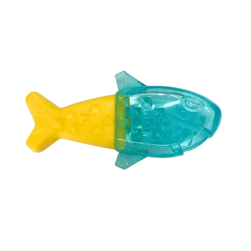 Gul og blå gummifisk, 17cm