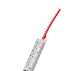 Håndoppmatnings sprøyte 10ml med rød, myk sonde