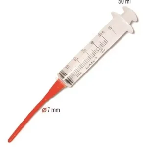 Håndoppmatnings sprøyte 50ml med rød, myk sonde