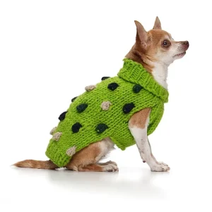 Håndstrikket hundegenser i 100% ull – lime