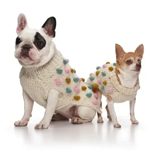 Håndstrikket hundegenser i 100% ull – offwhite