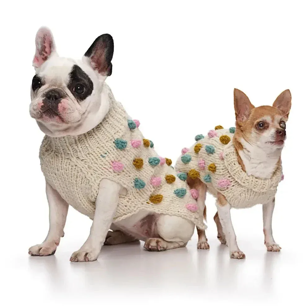 Håndstrikket hundegenser i 100% ull – offwhite