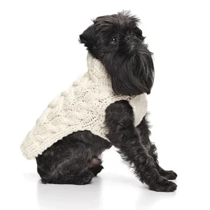 Håndstrikket hundegenser i 100% ull – offwhite