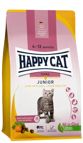 Happy Cat Junior Kylling 1,3 kg – Små Biter Ungkatt 4–12 Mnd (Immunstøtte)