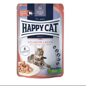Happy Cat Våtfôr 85g – Kornfri Pouch Laks (Hud & Pels Støtte)