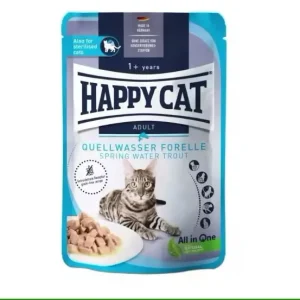 Happy Cat Våtfôr 85g – Kornfri Pouch Ørret (Hud & Pels Støtte)