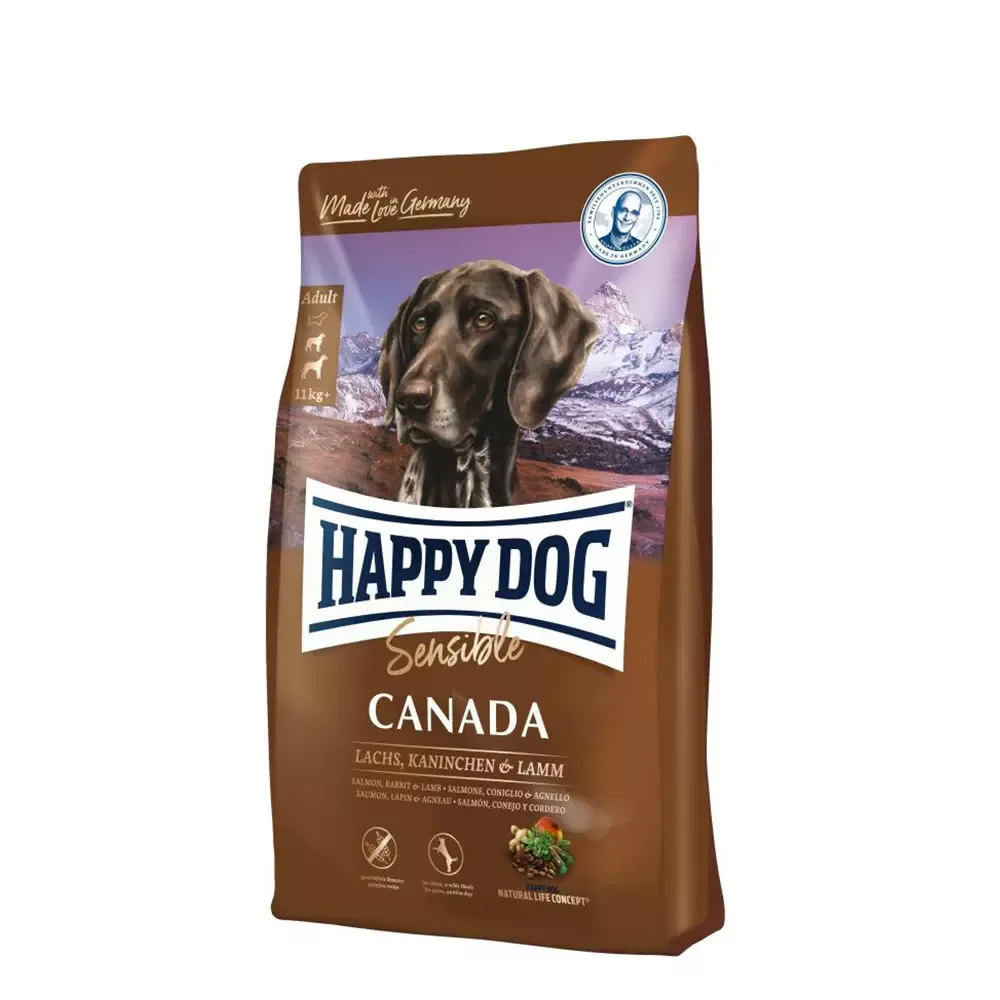 Happy Dog Sensible Canada 11 kg – Kornfritt Laks, Lam & Kanin for Aktiv Hund