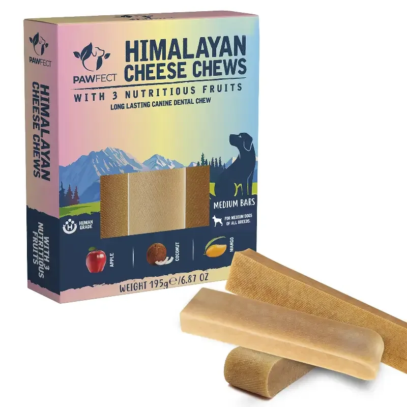 Himalayan Cheese Chews protein-ostetygg tyggebein – EPLE, KOKOS & MANGO (3-pack)