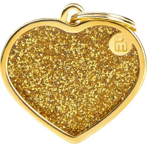 Hjerte m. glitter – flere størrelser
