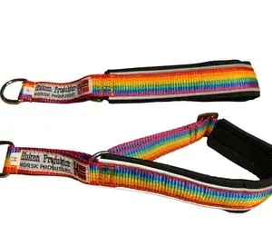 Huken Halsbånd Halvstrup regulerbart m/polstring og refleks regnbuefarger 25mmx33-42cm M