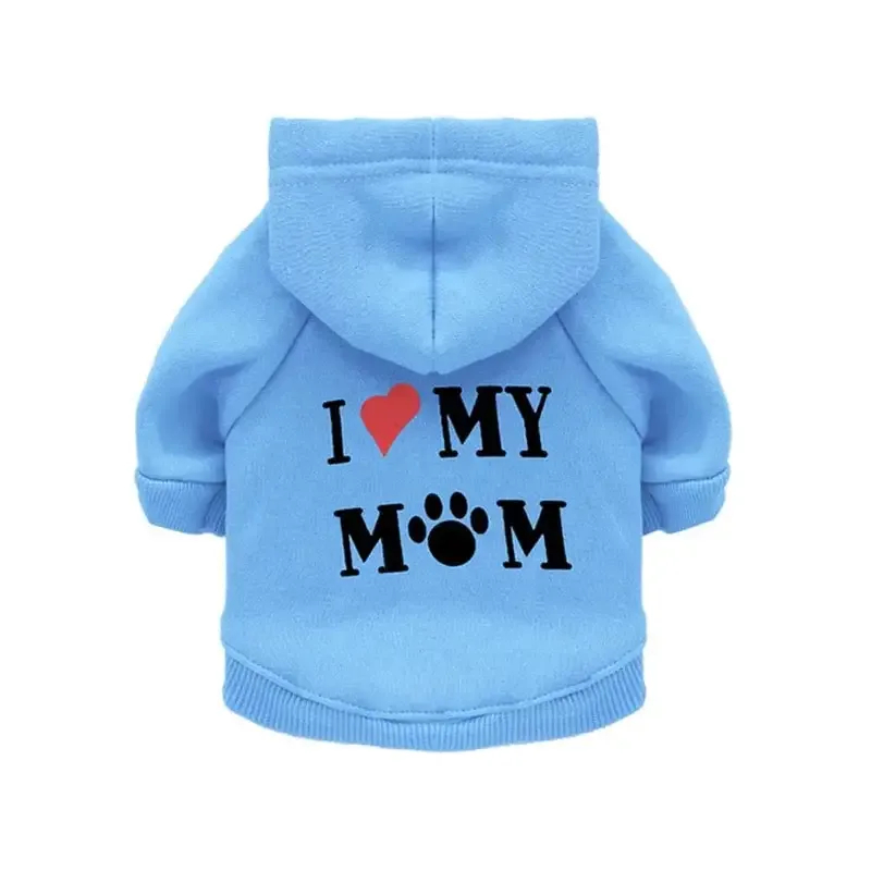 Hundegenser med hette – «I LOVE MY MOM»
