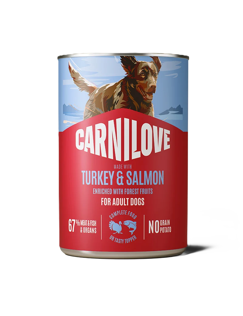 Hundepat茅 med laks og kalkun