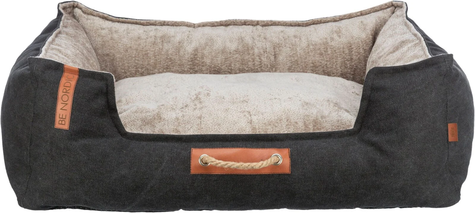 Hundeseng Be Nordic Canvas/Soft plysj Svart/sand 100x80cm