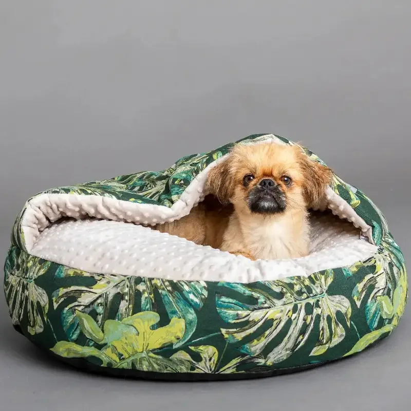Hundeseng – rund hule/ sovepose til hund og katt «Monstera»