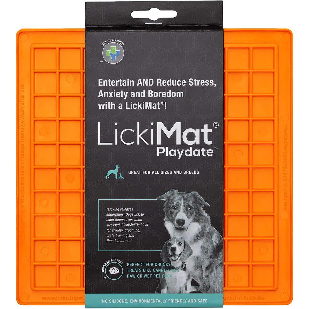 Hundskål Lickimat Playdate Orange 20X20Cm