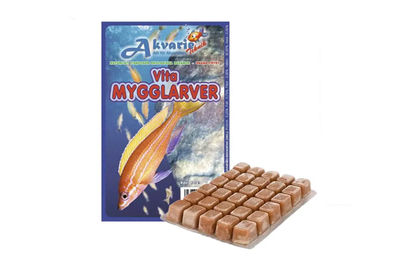 HVITE MYGGLARVER Af, 100g. Blisterpakning