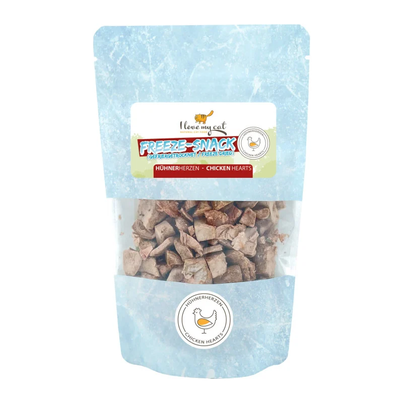 I Love My Cat Frysetørkede kyllinghjerter – naturlig kattesnack, 25 g