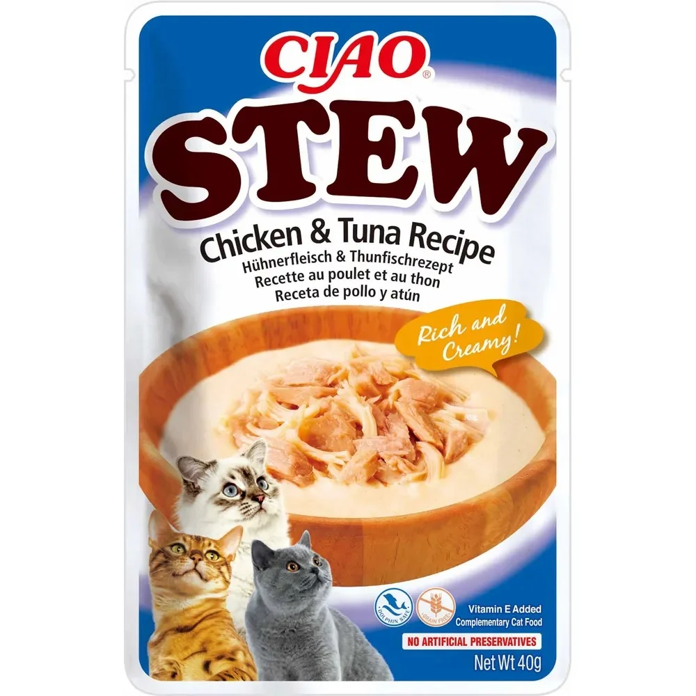 Inaba våtfòr katt – Stew Kylling & Tunfisk 12 x 40gr