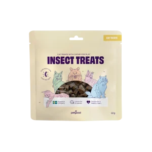 Katt godbiter med insekter