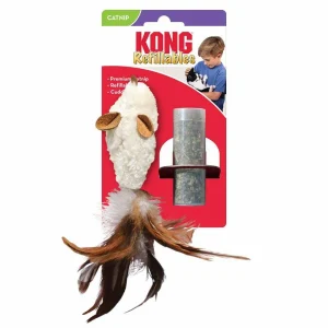 KONG Cat Refillable Feather Mouse 2,5×16,5x5cm